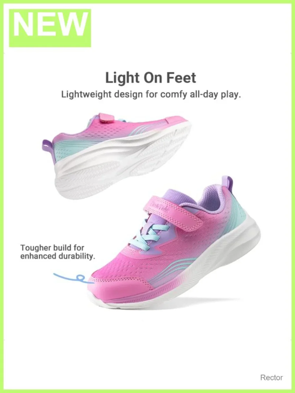 Kids Lightweight Breathable Mesh Sneakers Hook and Loop Athletic Running Shoes